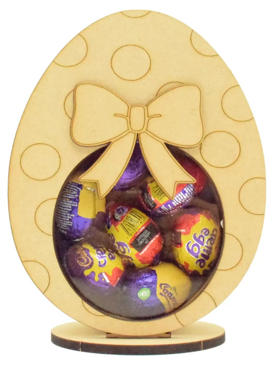 Wooden egg filled with cream eggs