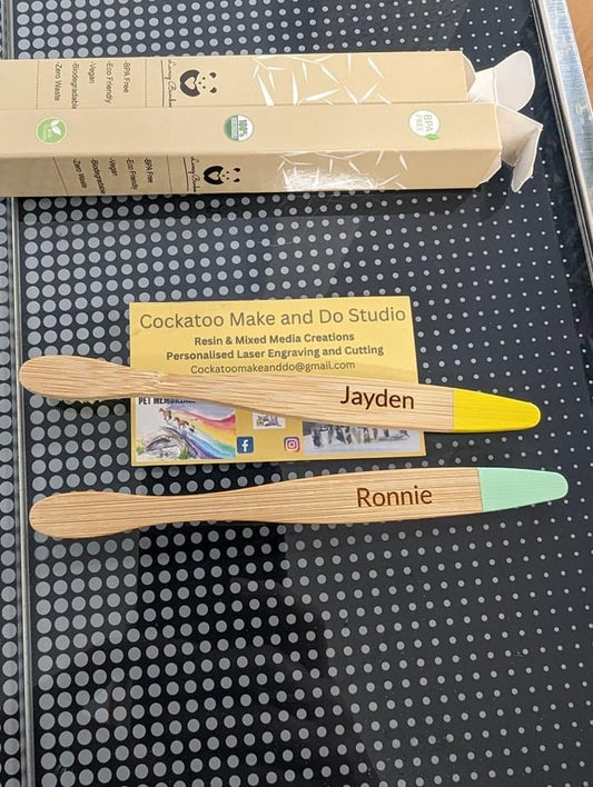 Laser engraved children’s tooth brushes